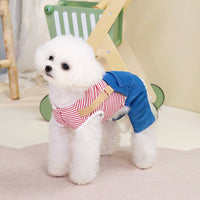 HKM-9955389 Casual Denim Pants for Male Dogs in Red and Blue Stripes – Available in Multiple Sizes