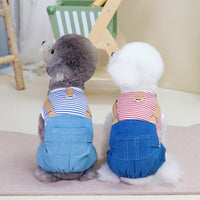 HKM-9955389 Casual Denim Pants for Male Dogs in Red and Blue Stripes – Available in Multiple Sizes