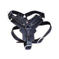 HKM-9956029 Genuine Oil Leather Dog Harness for Medium and Large Breeds, Adjustable Neck and Chest Measurements