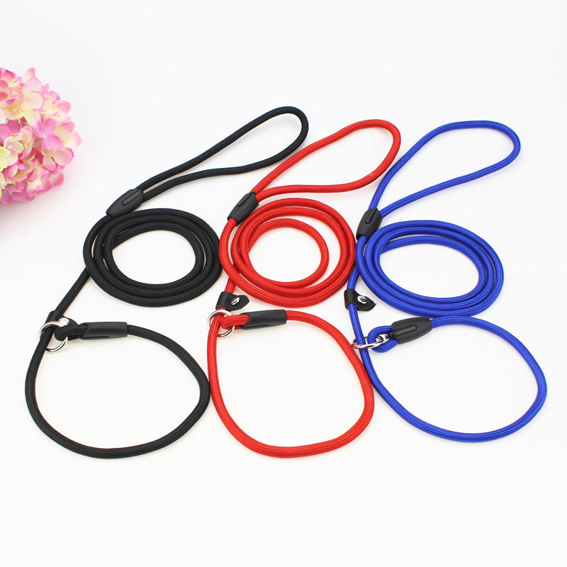 HKM-9956541 Adjustable Nylon Dog Traction Rope with Integrated Collar Design in Various Colors