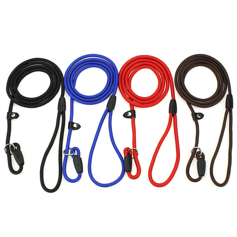 HKM-9956541 Adjustable Nylon Dog Traction Rope with Integrated Collar Design in Various Colors