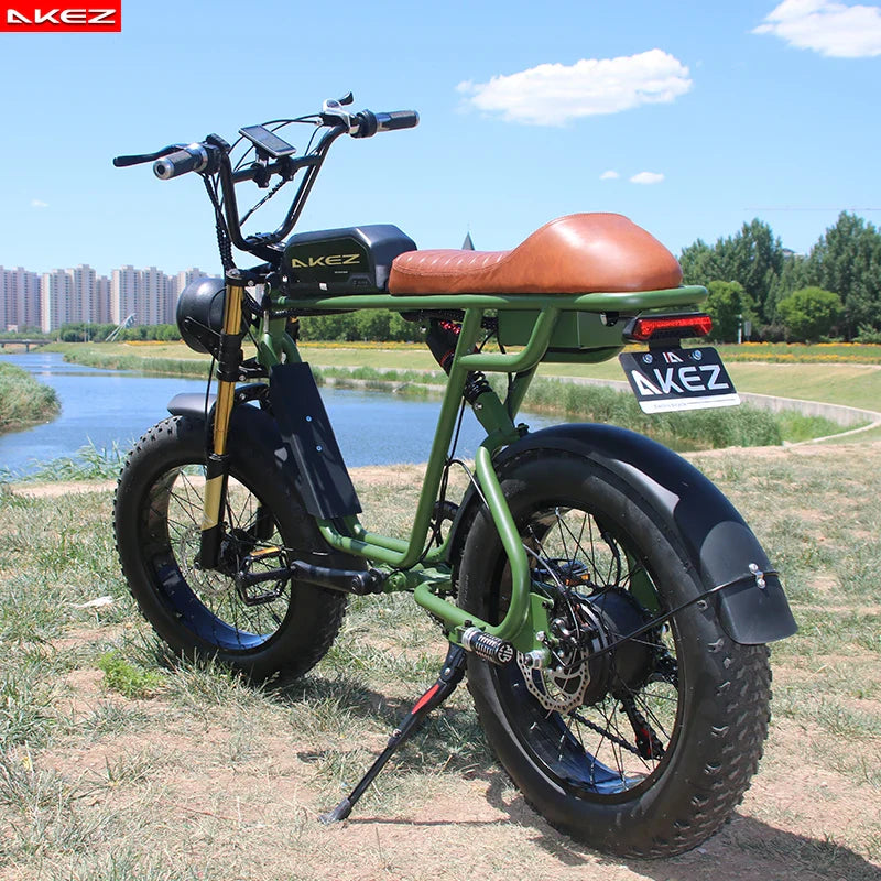 HKM-995667 Vintage Fat Tire Electric Bike 48V 1500W 36Ah 7-Speed Off-Road E-Bike with Removable Lithium Battery