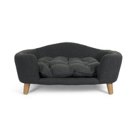 HKM-9956797 Cozy Dark Gray Dog Bed with Luxurious Tufted Cushions and Birch Legs - Ideal for Small Dogs