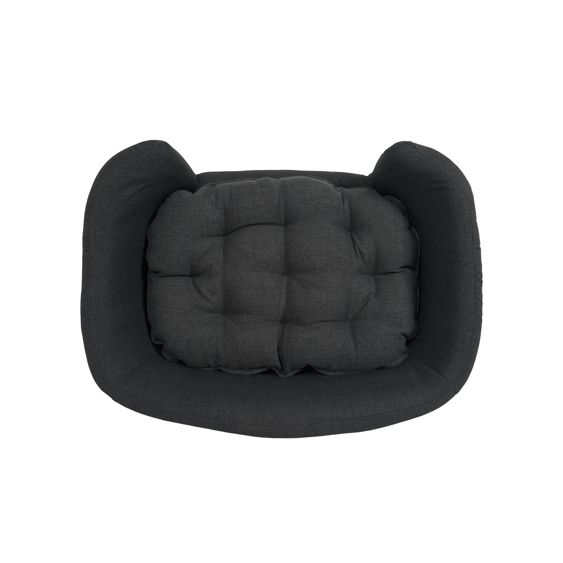 HKM-9956797 Cozy Dark Gray Dog Bed with Luxurious Tufted Cushions and Birch Legs - Ideal for Small Dogs