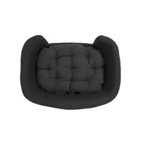 HKM-9956797 Cozy Dark Gray Dog Bed with Luxurious Tufted Cushions and Birch Legs - Ideal for Small Dogs