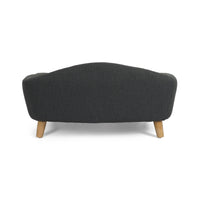 HKM-9956797 Cozy Dark Gray Dog Bed with Luxurious Tufted Cushions and Birch Legs - Ideal for Small Dogs