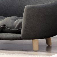 HKM-9956797 Cozy Dark Gray Dog Bed with Luxurious Tufted Cushions and Birch Legs - Ideal for Small Dogs