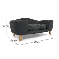 HKM-9956797 Cozy Dark Gray Dog Bed with Luxurious Tufted Cushions and Birch Legs - Ideal for Small Dogs