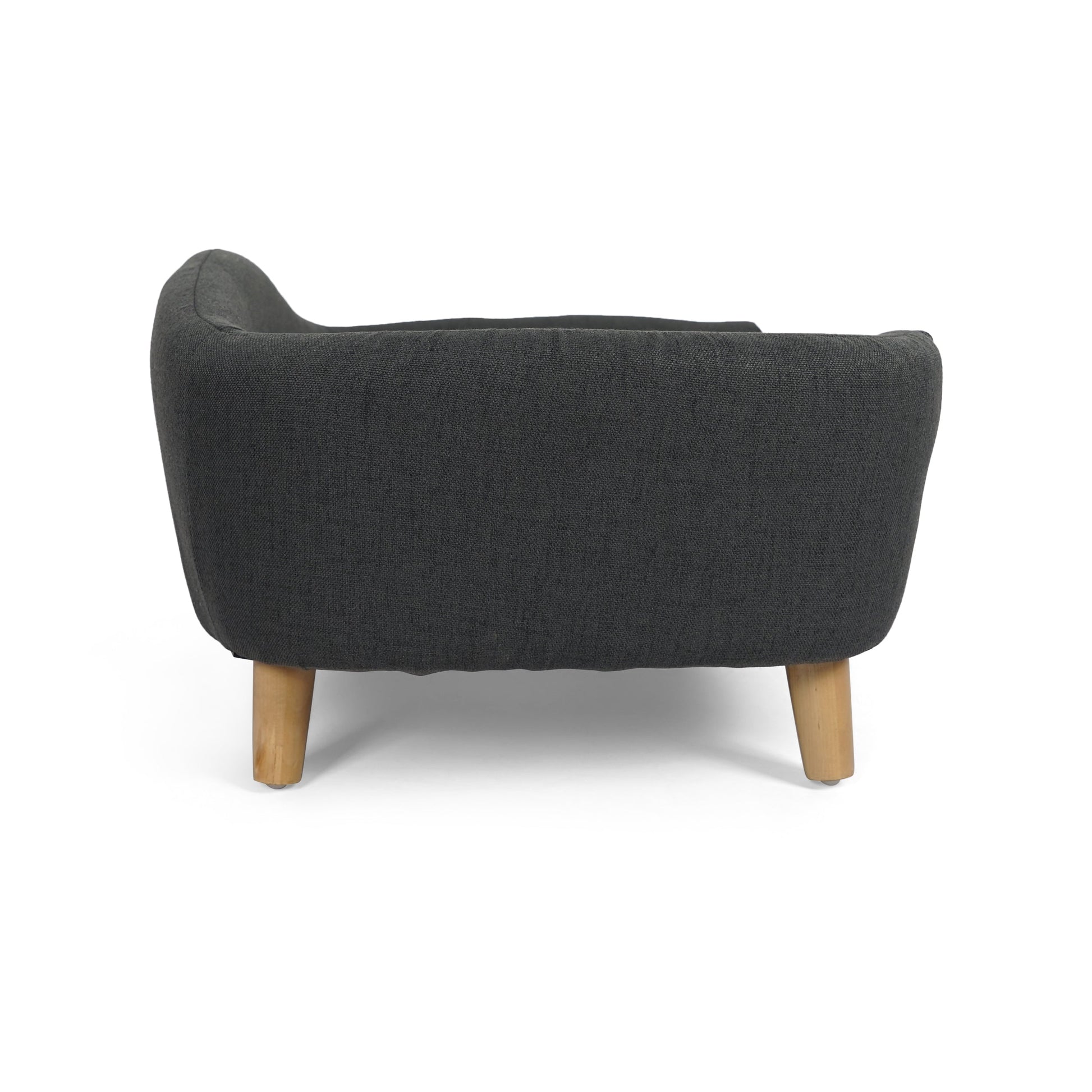 HKM-9956797 Cozy Dark Gray Dog Bed with Luxurious Tufted Cushions and Birch Legs - Ideal for Small Dogs