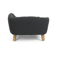 HKM-9956797 Cozy Dark Gray Dog Bed with Luxurious Tufted Cushions and Birch Legs - Ideal for Small Dogs
