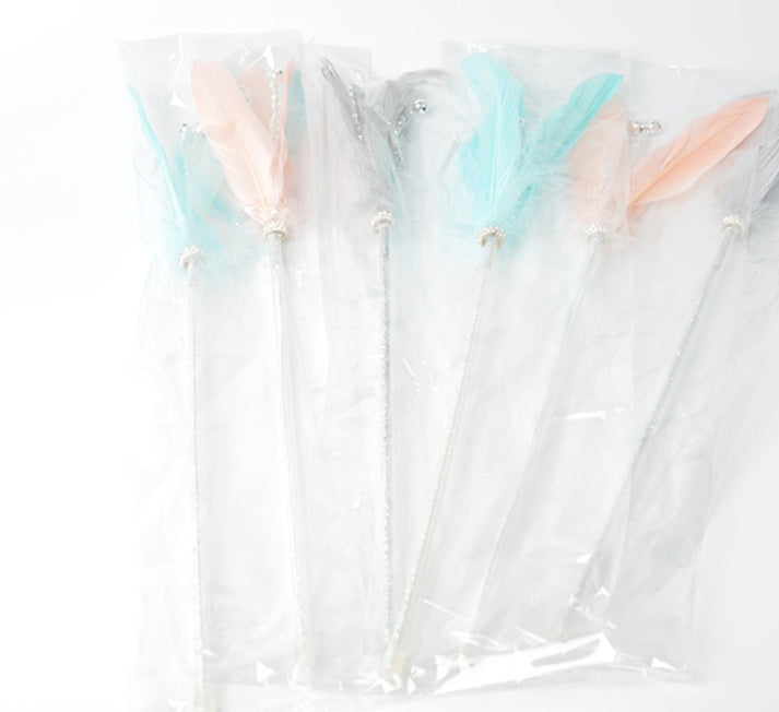 HKM-9957565 Feather Cat Toy with Bell - Fun Interactive Stick in Korean Pink, Lake Blue, Gray