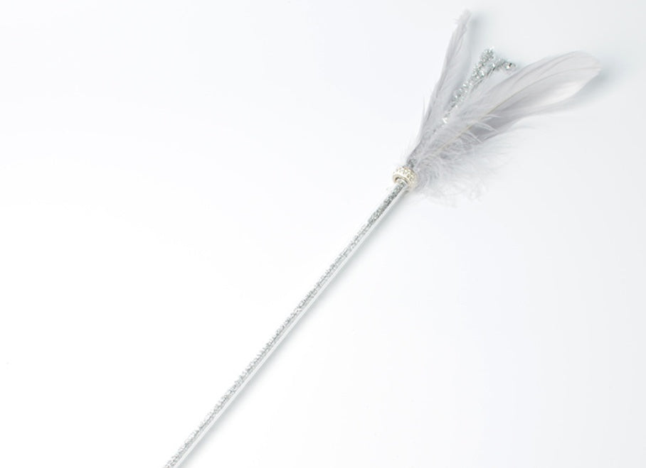 HKM-9957565 Feather Cat Toy with Bell - Fun Interactive Stick in Korean Pink, Lake Blue, Gray