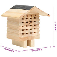 HKM-9958333 Solid Fir Wood Bee Hotel for Solitary Bees – 22x20x20 cm, Weatherproof Design
