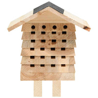 HKM-9958333 Solid Fir Wood Bee Hotel for Solitary Bees – 22x20x20 cm, Weatherproof Design