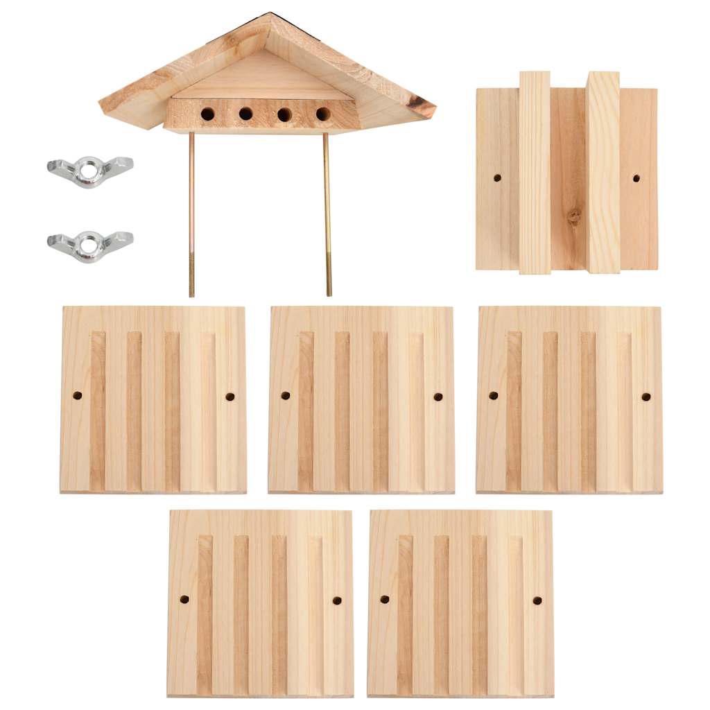 HKM-9958333 Solid Fir Wood Bee Hotel for Solitary Bees – 22x20x20 cm, Weatherproof Design