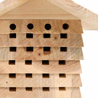 HKM-9958333 Solid Fir Wood Bee Hotel for Solitary Bees – 22x20x20 cm, Weatherproof Design