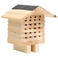 HKM-9958333 Solid Fir Wood Bee Hotel for Solitary Bees – 22x20x20 cm, Weatherproof Design
