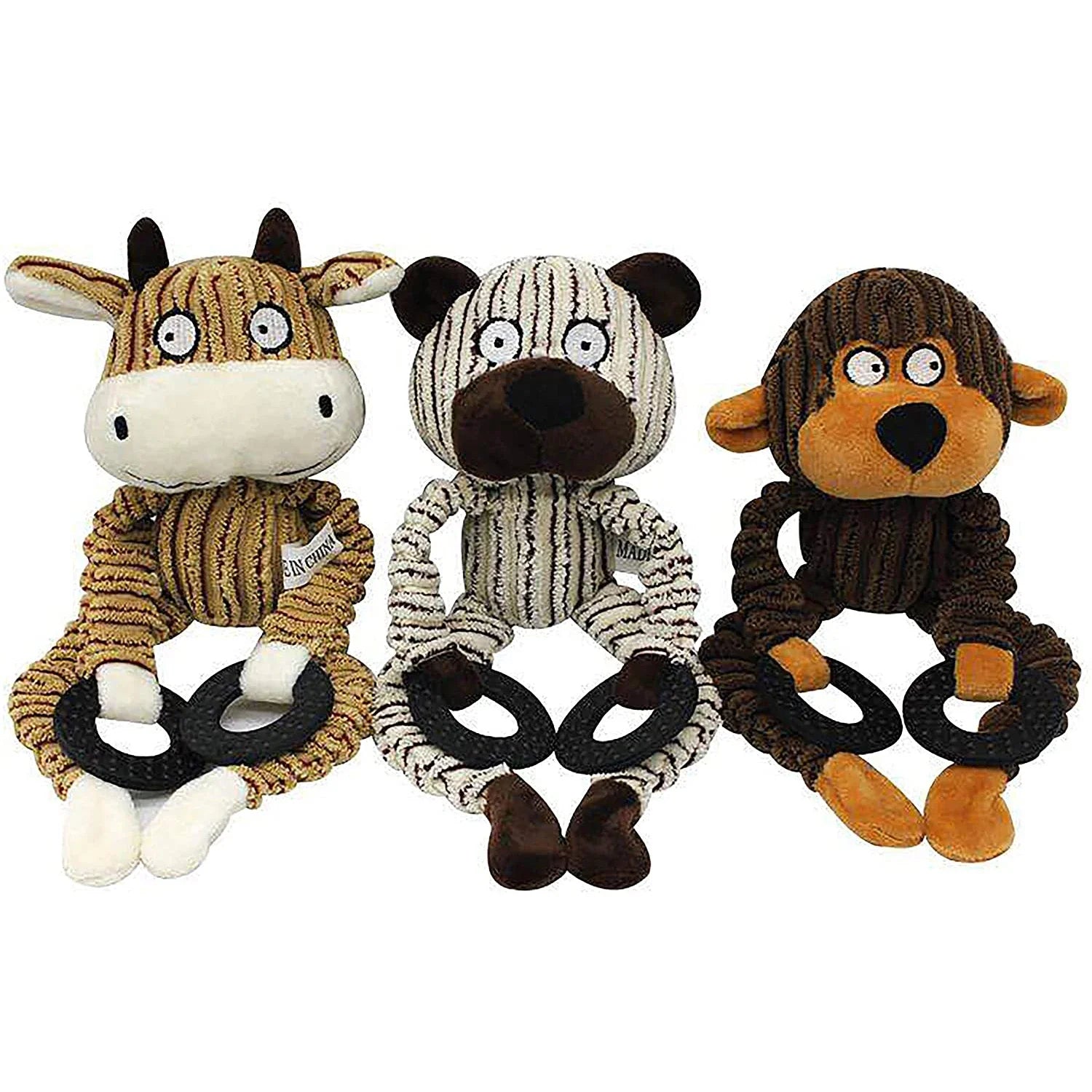 HKM-995859 Interactive Plush Monkey Squeaky Dog Toy for Chewing and Play