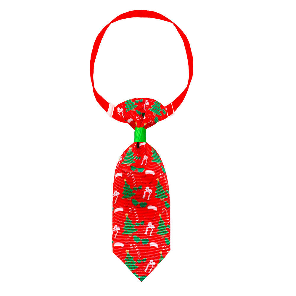 HKM-9958973 Christmas-Themed Pet Necktie with Adjustable Scarf - Various Color Options Available