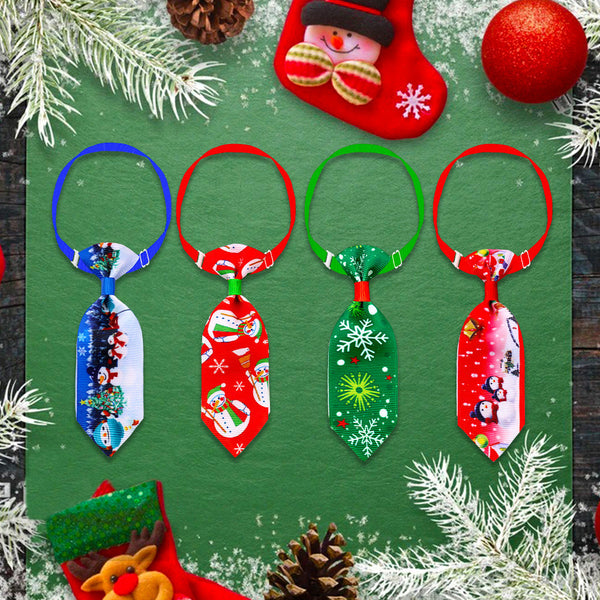 HKM-9958973 Christmas-Themed Pet Necktie with Adjustable Scarf - Various Color Options Available