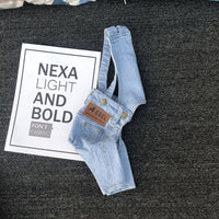 HKM-9959101 Dog Denim Suspender Pants in Light and Dark Wash - Casual Pet Clothing for Spring and Autumn
