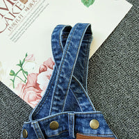 HKM-9959101 Dog Denim Suspender Pants in Light and Dark Wash - Casual Pet Clothing for Spring and Autumn