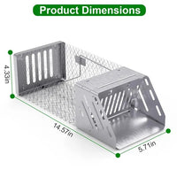 HKM-9960381 Humane Live Animal Trap for Small Rodents - Automatic Continuous Single Door Cage, Galvanized Iron, Indoor/Outdoor Use
