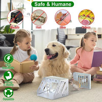 HKM-9960381 Humane Live Animal Trap for Small Rodents - Automatic Continuous Single Door Cage, Galvanized Iron, Indoor/Outdoor Use