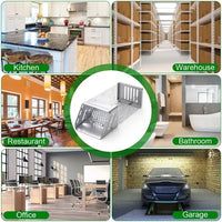 HKM-9960381 Humane Live Animal Trap for Small Rodents - Automatic Continuous Single Door Cage, Galvanized Iron, Indoor/Outdoor Use