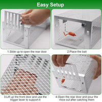 HKM-9960381 Humane Live Animal Trap for Small Rodents - Automatic Continuous Single Door Cage, Galvanized Iron, Indoor/Outdoor Use