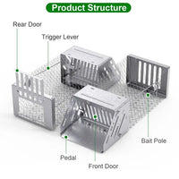 HKM-9960381 Humane Live Animal Trap for Small Rodents - Automatic Continuous Single Door Cage, Galvanized Iron, Indoor/Outdoor Use