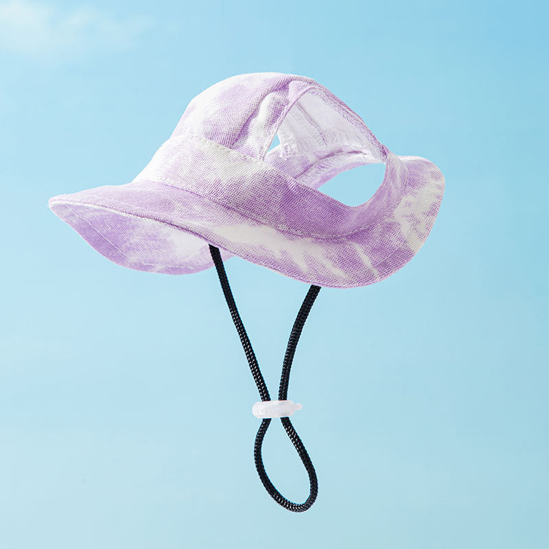 HKM-9961533 Adjustable Pet Hat for Small and Medium Dogs with Ear Holes - Lightweight Cotton Sun Protection Cap