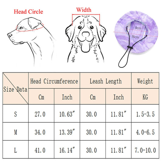 HKM-9961533 Adjustable Pet Hat for Small and Medium Dogs with Ear Holes - Lightweight Cotton Sun Protection Cap
