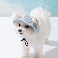 HKM-9961533 Adjustable Pet Hat for Small and Medium Dogs with Ear Holes - Lightweight Cotton Sun Protection Cap