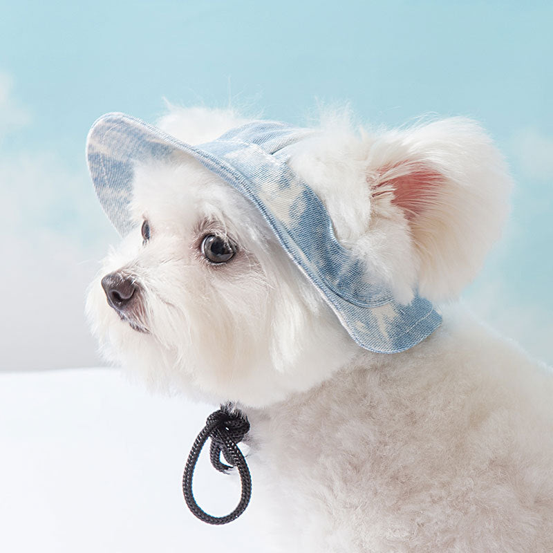 HKM-9961533 Adjustable Pet Hat for Small and Medium Dogs with Ear Holes - Lightweight Cotton Sun Protection Cap