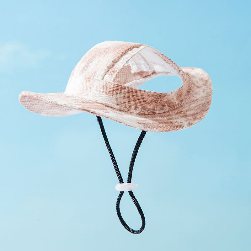 HKM-9961533 Adjustable Pet Hat for Small and Medium Dogs with Ear Holes - Lightweight Cotton Sun Protection Cap