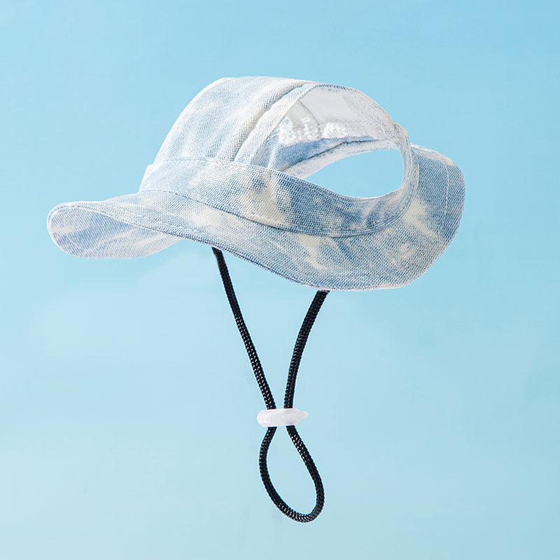 HKM-9961533 Adjustable Pet Hat for Small and Medium Dogs with Ear Holes - Lightweight Cotton Sun Protection Cap