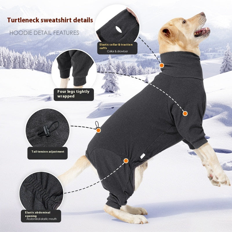 HKM-9961789 Warm Polar Fleece Dog Clothes with High Collar in Dark Gray and Wine Red