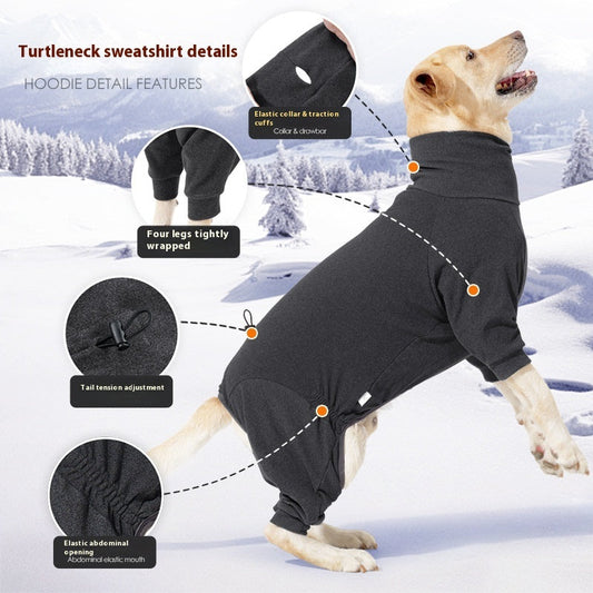 HKM-9961789 Warm Polar Fleece Dog Clothes with High Collar in Dark Gray and Wine Red