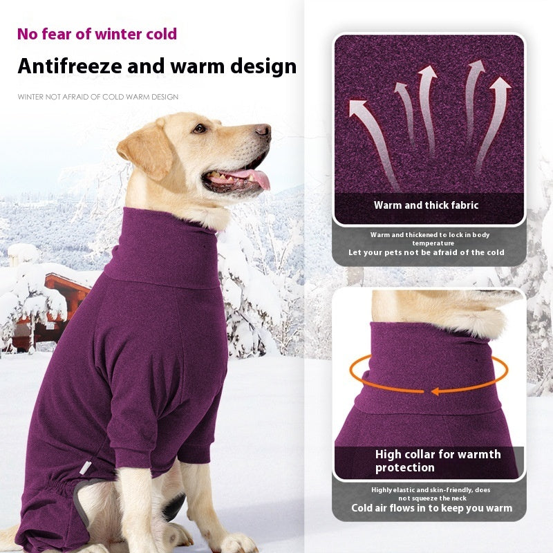 HKM-9961789 Warm Polar Fleece Dog Clothes with High Collar in Dark Gray and Wine Red