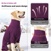 HKM-9961789 Warm Polar Fleece Dog Clothes with High Collar in Dark Gray and Wine Red
