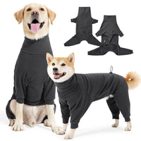 HKM-9961789 Warm Polar Fleece Dog Clothes with High Collar in Dark Gray and Wine Red