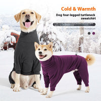 HKM-9961789 Warm Polar Fleece Dog Clothes with High Collar in Dark Gray and Wine Red
