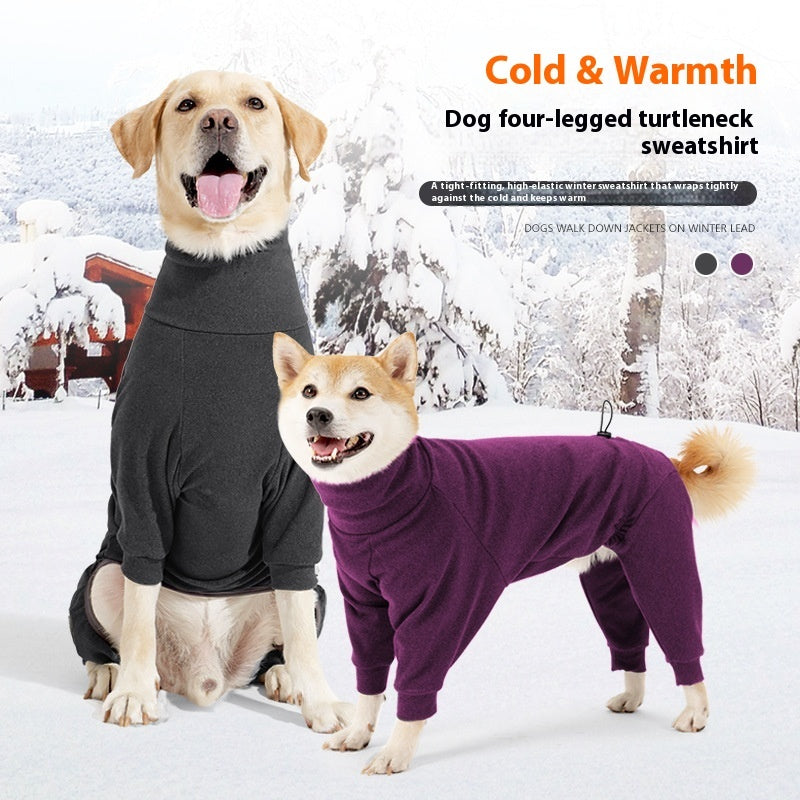 HKM-9961789 Warm Polar Fleece Dog Clothes with High Collar in Dark Gray and Wine Red
