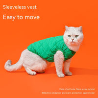 HKM-9962301 Warm Polar Fleece Vest for Cats in Sky Blue and Bamboo Green - Sizes S, M, L