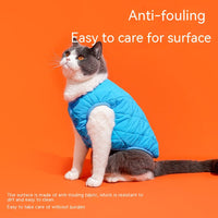 HKM-9962301 Warm Polar Fleece Vest for Cats in Sky Blue and Bamboo Green - Sizes S, M, L