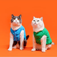 HKM-9962301 Warm Polar Fleece Vest for Cats in Sky Blue and Bamboo Green - Sizes S, M, L