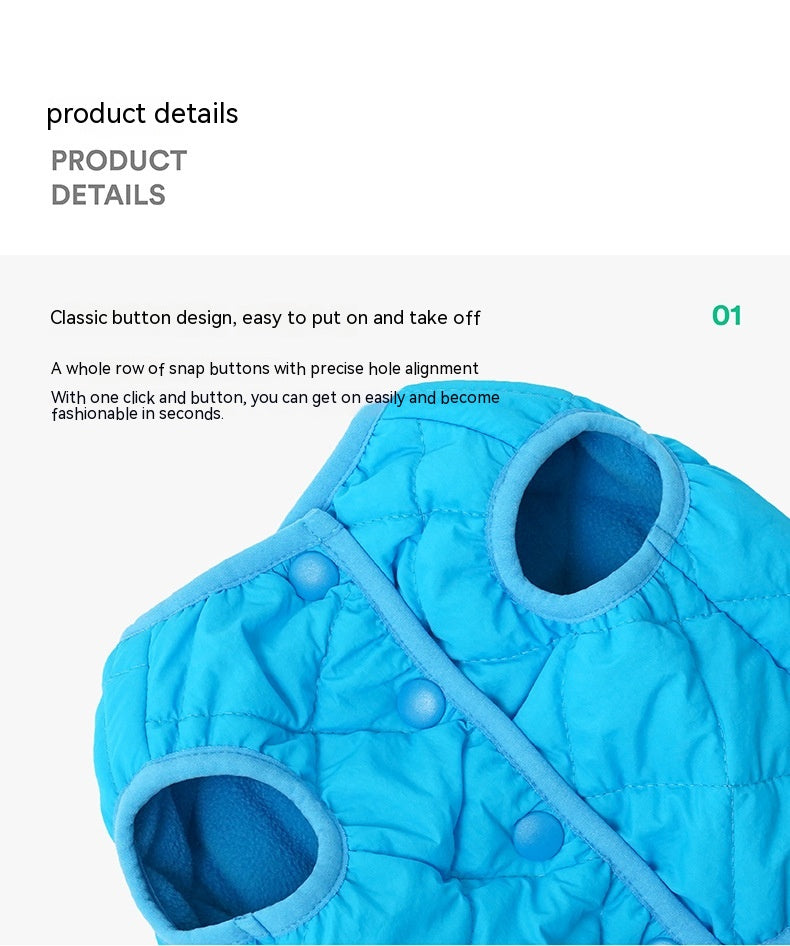 HKM-9962301 Warm Polar Fleece Vest for Cats in Sky Blue and Bamboo Green - Sizes S, M, L