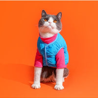 HKM-9962301 Warm Polar Fleece Vest for Cats in Sky Blue and Bamboo Green - Sizes S, M, L