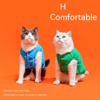 HKM-9962301 Warm Polar Fleece Vest for Cats in Sky Blue and Bamboo Green - Sizes S, M, L